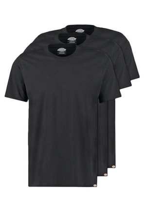 T-shirts en coton noir vendus par pack de trois. Col rond, manches courtes et texture douce. Étiquette avec logo sur l'ourlet.
