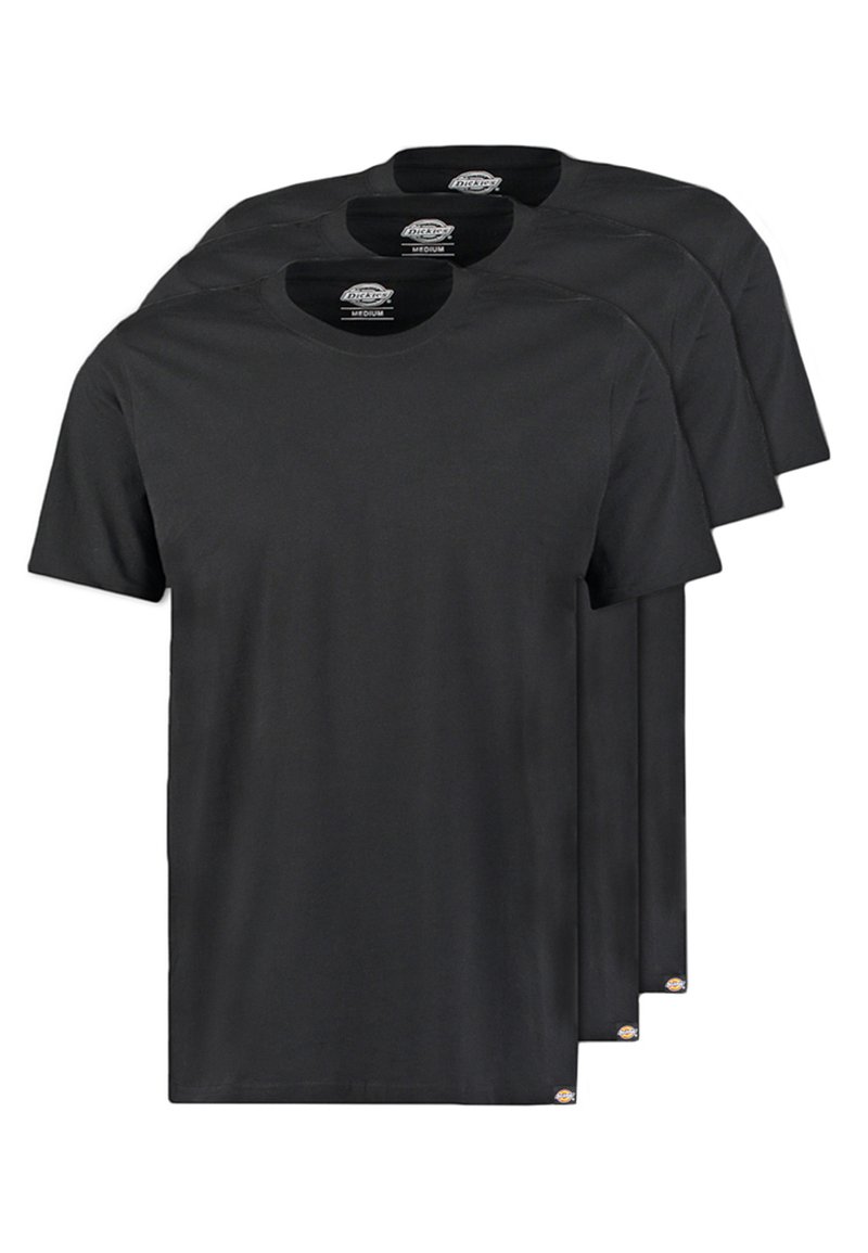 T-shirt di cotone neri in confezione da tre. Collo a crew, maniche corte e una texture liscia. Etichetta logo all'orlo.