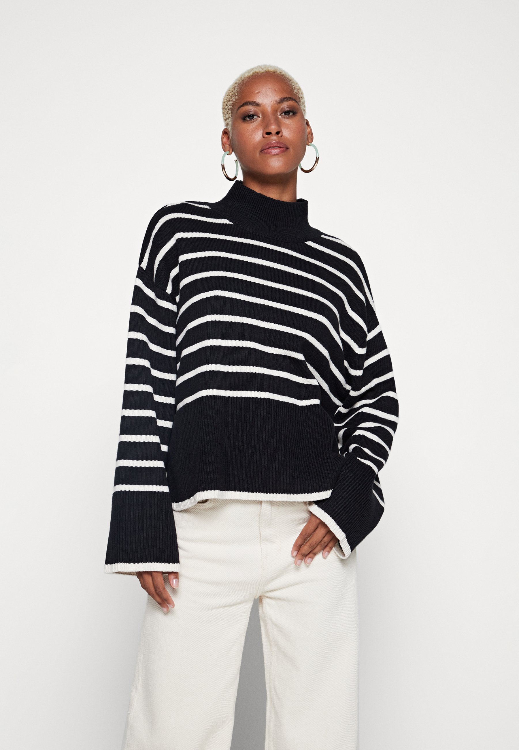 Gina Tricot TYRA KNITTED SWEATER - Trui - black/stripe/zwart - Zalando.nl