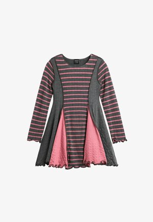 Desigual, STRIPED A-LINE DRESS - Svetríkové šaty - gray
