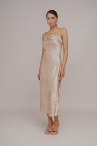 WAL G TALL CARA COWL NECK FLORAL MIDI DRESS - Koktajl obleka/za zabavo - champagne