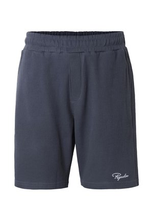 Laivastonsiniset resoroidut kangashousut, joissa on joustava vyötärönauha, sivutaskut ja valkoinen "Pegador"-tekstilogo vasemman lahkeen helmassa.