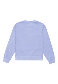 Felpa azzurra chiara con collo a giro, maniche lunghe e bordi a coste. Tessuto liscio con un design a tinta unita.