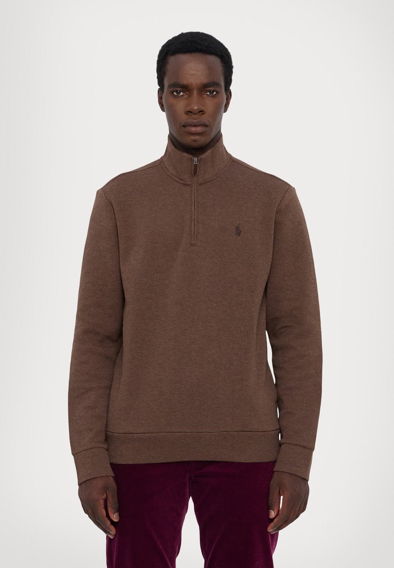 Polo Ralph Lauren DOUBLE-KNIT QUARTER-ZIP PULLOVER - Hosszú ujjú felső - nutmeg brown