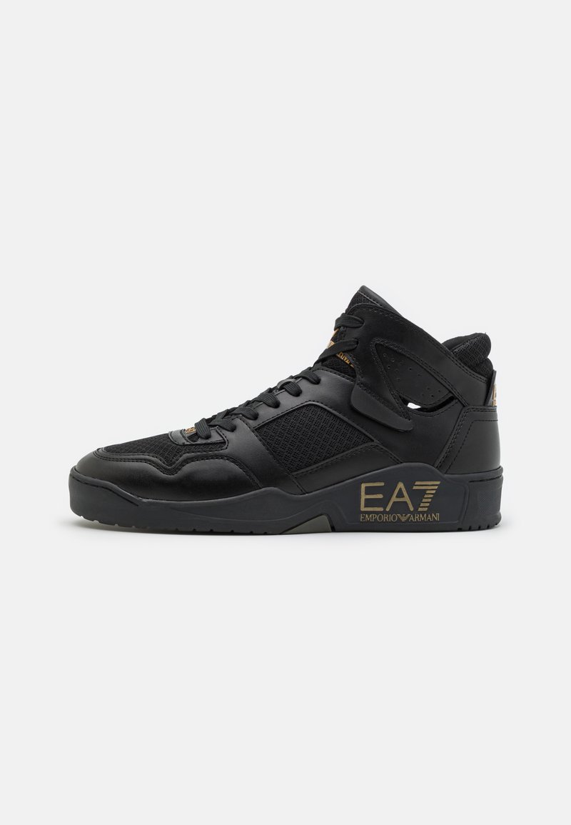 EA7 Emporio Armani NEW BASKET MID SUMMER UNISEX - High-top trainers - triple black/gold