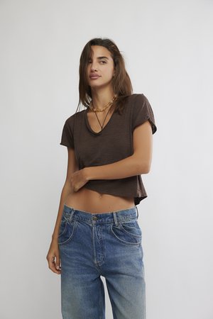 Free People TAKE 2 TEE - Navadna majica - double espresso comb