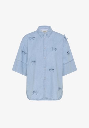 Soaked in Luxury, ADELITA ARIA BOW SS - Nööpidega pluus - light blue denim