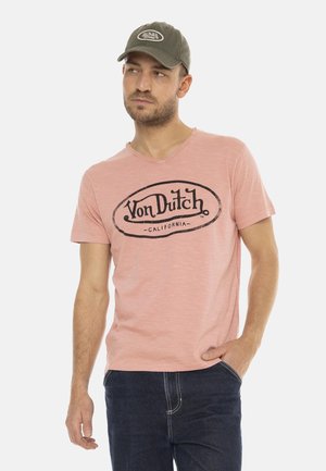 COL V EN LOGO TYRON - T-shirt imprimé - rose