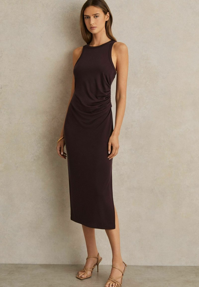 Reiss LOLA RUCHED RACER MIDI - Etuikleid - burgundy