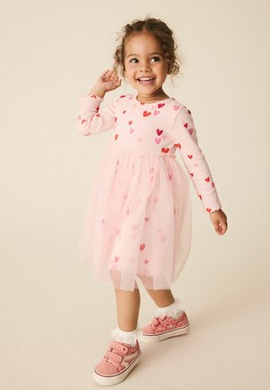 Next, LONG SLEEVE RIBBED MESH DRESS - Strikkjoler - pink hearts