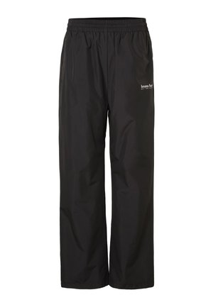 Schwarze, locker sitzende Hose mit elastischem Bund und kleinem weißen "bruno banani"-Logo am oberen Oberschenkel.