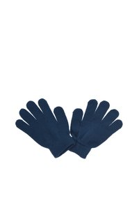 Guanti a maglia blu navy con una texture morbida, dotati di design a cinque dita e polsini a coste per una vestibilità sicura.