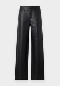 RELAXED PANT - Leather trousers - black