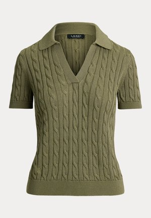 Lauren Ralph Lauren, CABLE COTTON-BLEND SHORT-SLEEVE - Πόλο - light agave