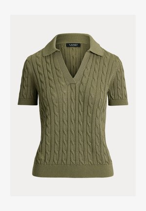 Lauren Ralph Lauren, CABLE COTTON-BLEND SHORT-SLEEVE - Poloskjorter - light agave