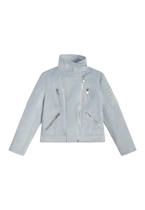 Imiteret læderjakke - light blue