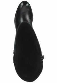 Svart läderankelskå eller med en slät yta, rund tå och detalj med sidsdragkedja. Minimalistisk design med en låg, platt sula.