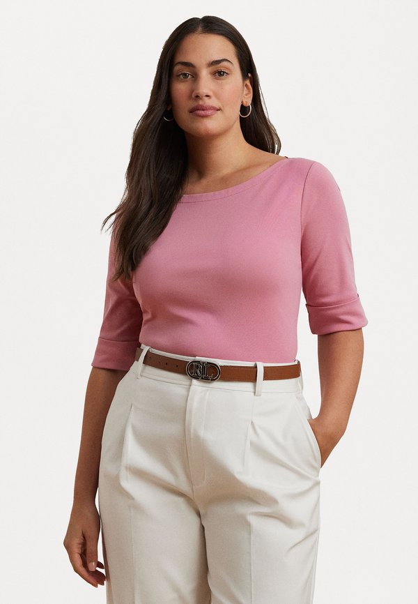 STRETCH COTTON BOATNECK TOP - Basic T-shirt - rose mauve