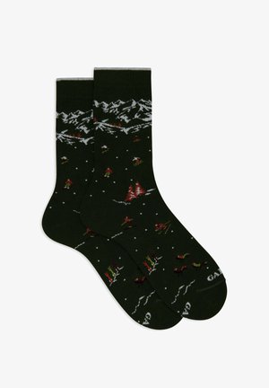 Gallo WITH MOUNTAIN AND SKIER MOTIF - Calze - muschio