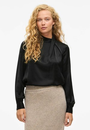 MIT LANGEN ÄRMELN VISOFIE STEHKRAGEN - Blouse - black