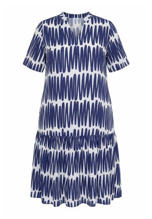 Ulla Popken, SCRIBBLE PRINT SHORT SLEEVE FLOUNCE PANEL DRESS - Hverdagskjole - universe