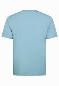 Lichtblauw T-shirt met korte mouwen gemaakt van zachte stof. Eenvoudig ontwerp met een ronde hals en zonder zichtbare logo's of accenten, gladde textuur.