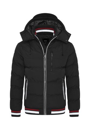 Winterjacke - black red