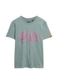 VINTAGE LOGO RHINESTONE - T-shirt con stampa - silver blue