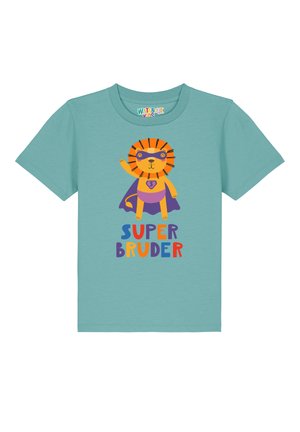 LÖWE SUPERBRUDER - T-Shirt print - teal monstera