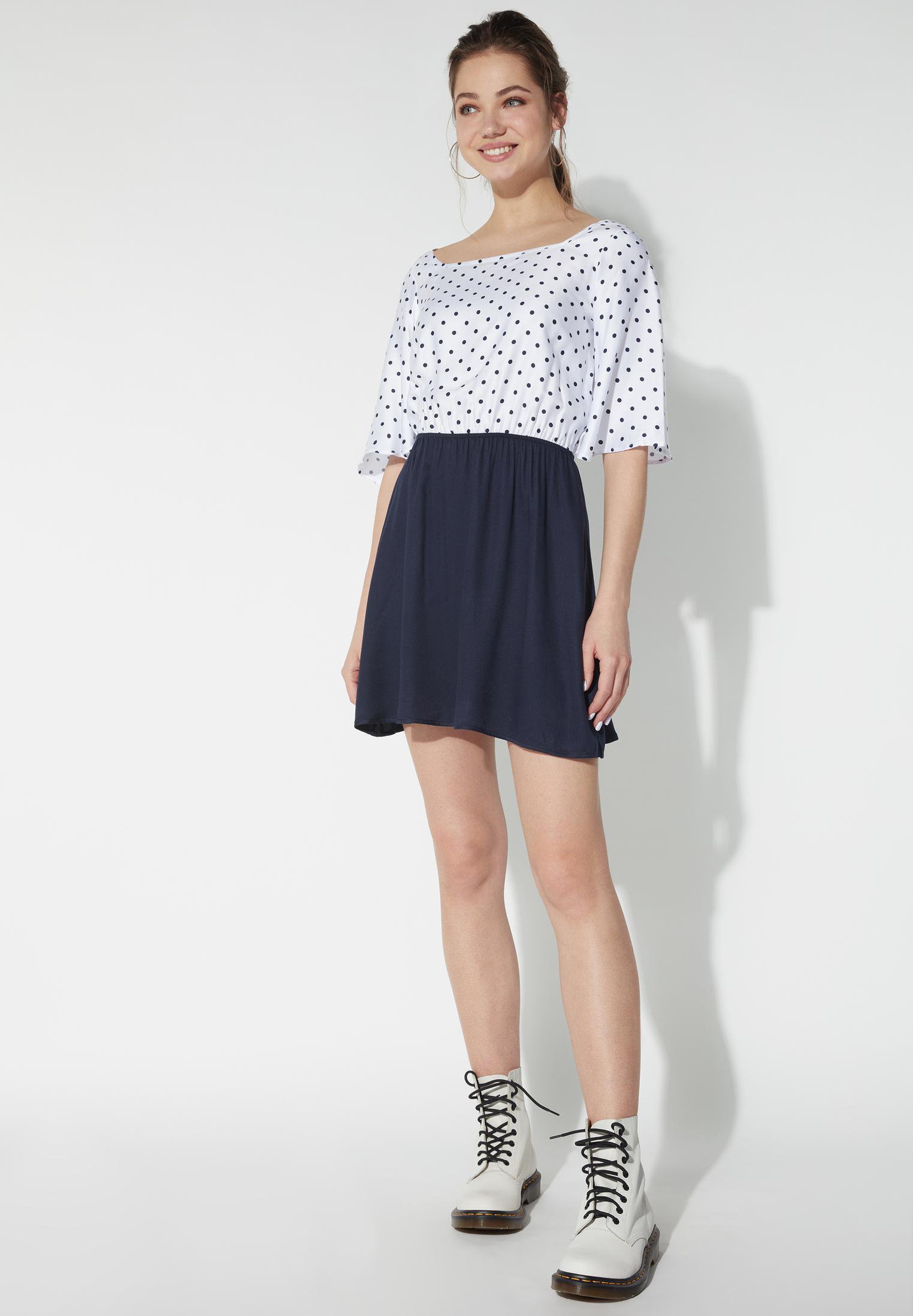 Tezenis AUS VISKOSETUCH MIT KASTENAUSSCHNITT - Vestito estivo - bianco  st.regular pois blu/bianco - Zalando