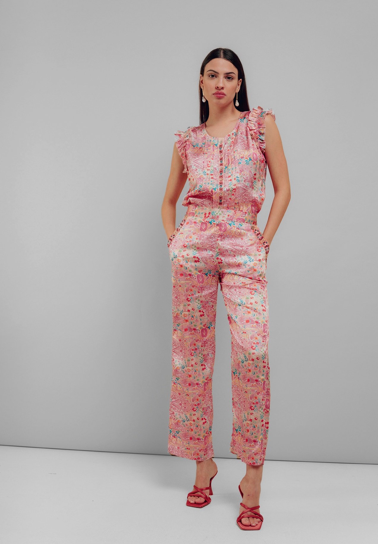 LEGGING NOIR À FLEURS BLEUES - NEUF AVEC ÉTIQUETTES - TAILLE UNIQUE FEMME