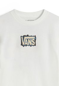 Bílý bavlněný tričko s kulatým výstřihem, na přední straně s vícebarevným, opotřebovaným logem "VANS".