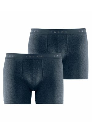 Twee paar donkergrijze boxershorts van zachte stof, met een strakke pasvorm, elastische tailleband met "FALKE" logo.