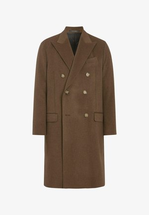 Oscar Jacobson, SICILY DOUBLE BREASTED COAT - Mantel - brown leaf