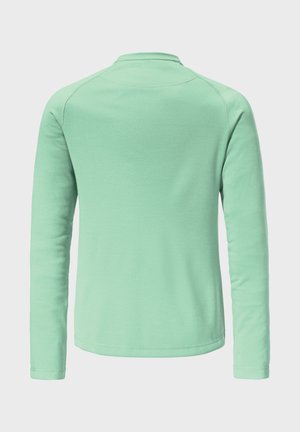 Langarmshirt in hellminzgrün, aus weichem Stoff, mit Rundhalsausschnitt und flachen Nähten ohne Muster oder zusätzliche Akzente.