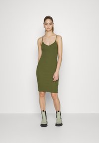 KnowledgeCotton Apparel CANNA STRAP DRESS - Vestido direito - burned olive