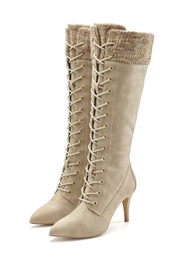 Schnürstiefel - beige