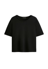LYOCELL BLEND SHORT-SLEEVED CROP - T-shirt basic - black