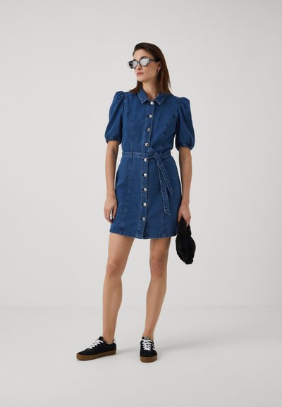 white christmas dresses Scotch & Soda Washed Denim Trucker Shirt Dress – strumpet main image 0