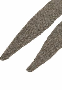 Felt strips in brown-gray tones, elongated and tapered shape, with a soft, textured surface. Simple, unadorned design suitable for various uses.