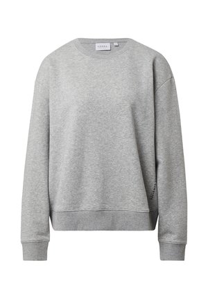 Szara bluza wykonana z tkaniny mieszanej bawełny. Posiada okrągły dekolt, prążkowane mankiety i dół oraz luźny krój z minimalnym logo.