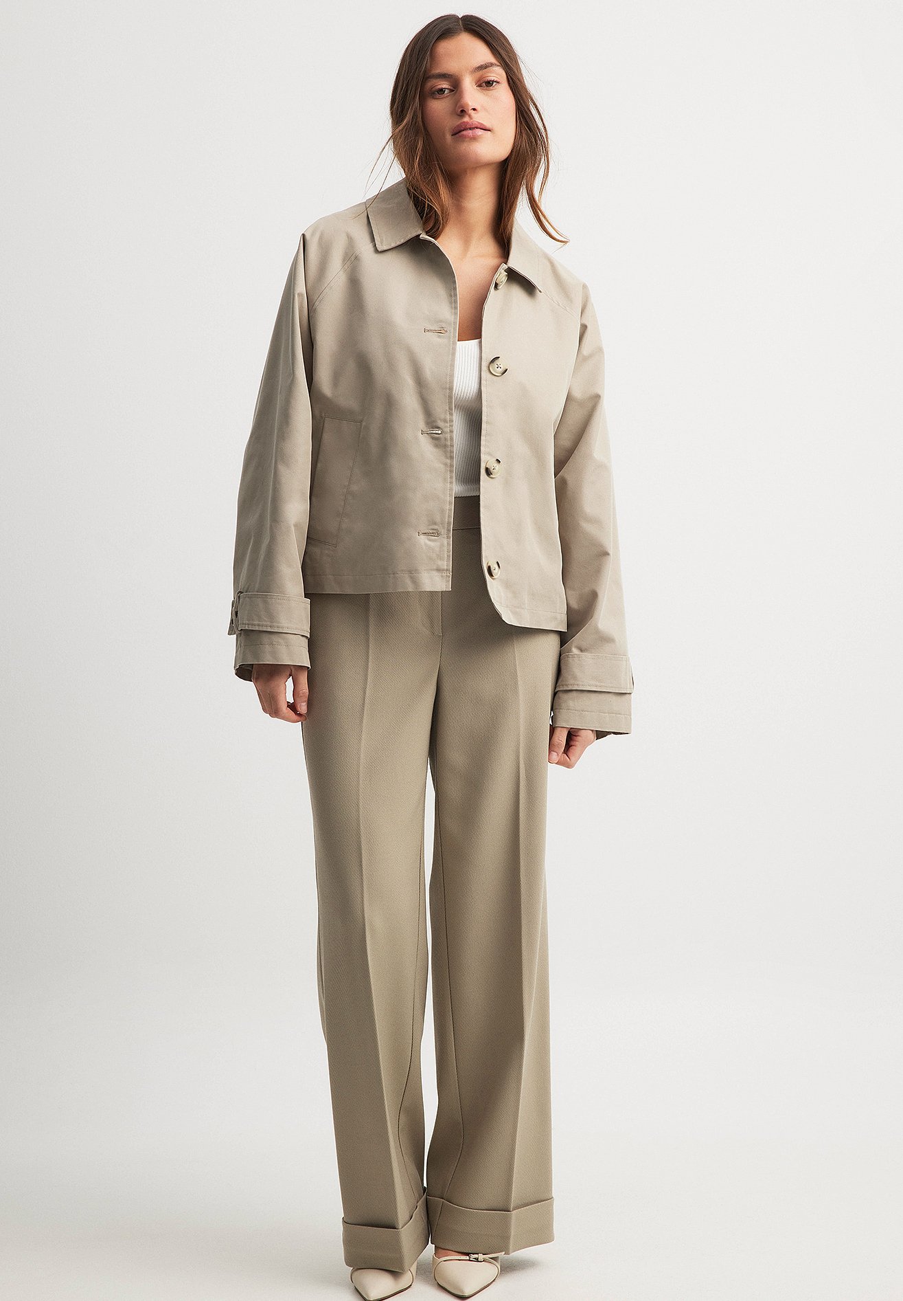 NA-KD KASTENFÖRMIGER Summer jacket beige