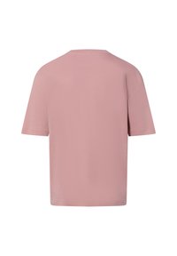 Pink short-sleeve t-shirt with a round neckline, made from soft fabric, featuring a relaxed fit and no visible detailing or patterns.