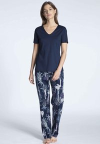 Calida KURZARM- V-NECK - Pyjama top - dark blue