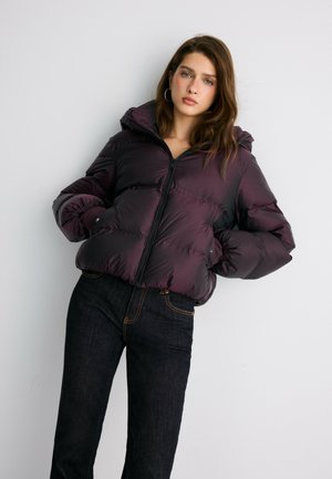 Stradivarius, HOODED SHINY PADDED JACKET - Veste d'hiver - dark purple