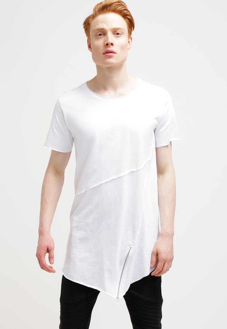 Urban Classics - LONG OPEN EDGE FRONT ZIP TEE - T-shirt con stampa - white, Ingrandire