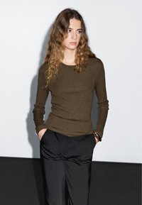 Massimo Dutti RIBBED CREW NECK - Maglione - dark brown