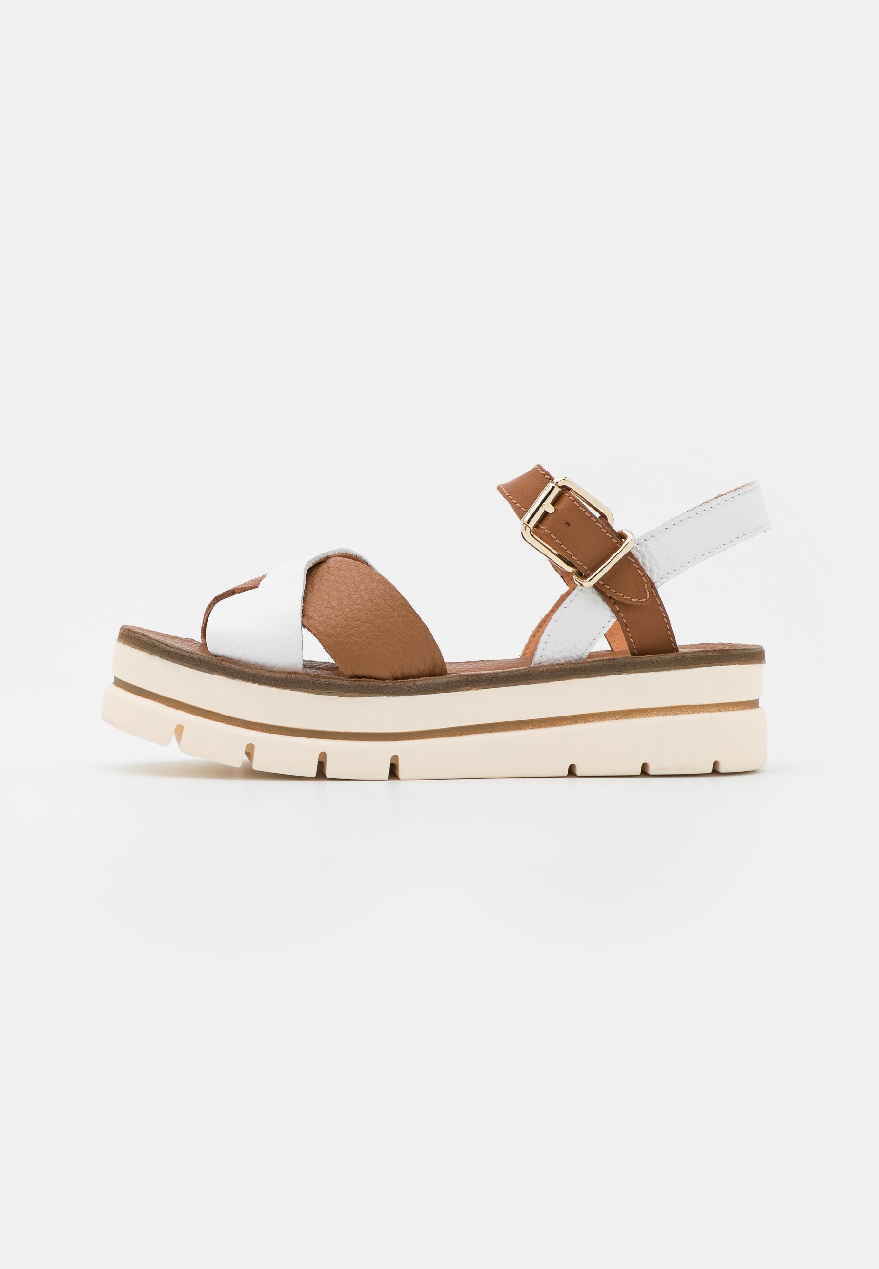 Pedro Miralles Sandalias con plataforma - blanco/tabaco/blanco - Zalando.es
