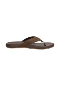Sandalo flip-flop casual da uomo marrone con soletta testurizzata e ampia fascia in tessuto, progettato per il comfort e l'uso quotidiano.