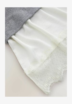 Next, TALL FIT - 2-IN-1 SOFT TOUCH SHORT SLEEVE JUMPER LACE SKIRT . - Strikkjoler - grey ecru